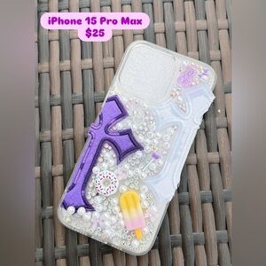 ✨ Handmade iPhone 15 pro Max Case – Purple Junk Style Bling 🍩🍭💜